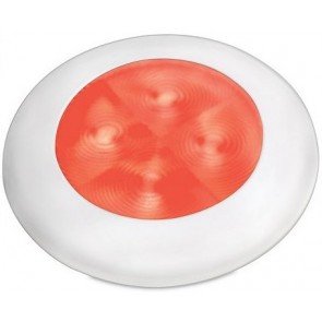 Hella Round Red LED Courtesy Lamp - White Plastic Rim