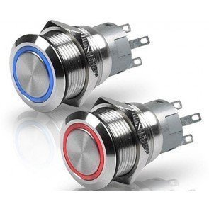 Hella Stainless Steel LED 24V Latching Switches