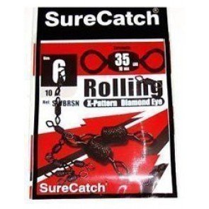SureCatch Black Rolling Swivels C/W Snap- #4 - 10 pk