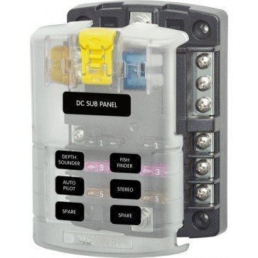ST Blade Fuse Block - 6 Circuits with Negative Bus and Cover