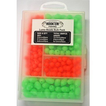 Hookem Lumo Beads - Asst Sizes - Plasticstorage - 300pk